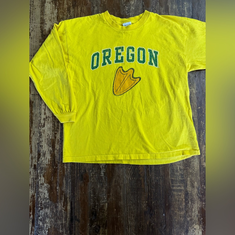 Oregon Ducks Kids Long Sleeve Tee with Green Logo